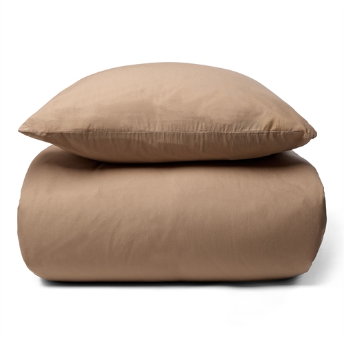 Steinvasket sengetøy 140x220 cm - 100 % enzymvasket bomull - Firm Brun - nordstrand home sengesett