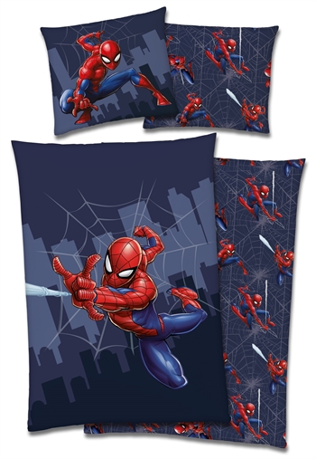 Spiderman sengetøy - 140x200 cm - Flying - 2 i 1 design - 100% bomull