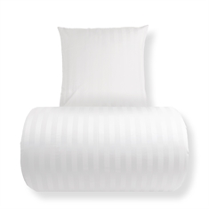 Sengetøy - 100% bomullssatin - Jacquardvevde hvite striper