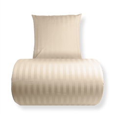 Sengetøy - 100% bomullssatin - Jacquardvevde sandfargede striper