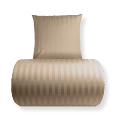 Sengetøy - 100% bomullssatin - Jacquardvevde brune striper