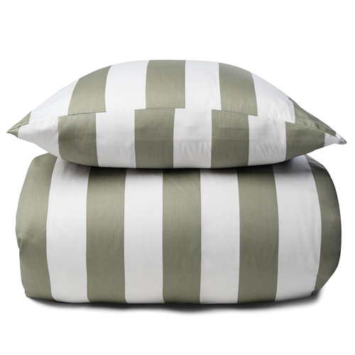 Sengetøy i 100% myk og luksuriøs bomullssateng - 240x220 cm - Vakre grønne striper - Nordic Stripe sengesett fra By Night