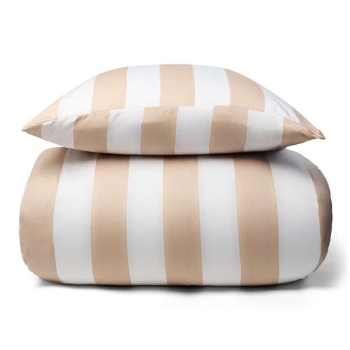 Sengetøy i 100% myk og luksuriøs bomullssateng - 240x220 cm - Vakre naturfarget striper - Nordic Stripe sengesett fra By Night