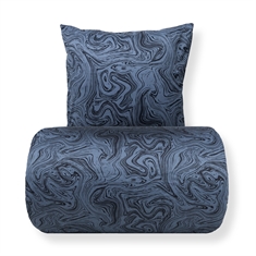 Sengetøy - Bomullssatin - Mørkeblå marble print