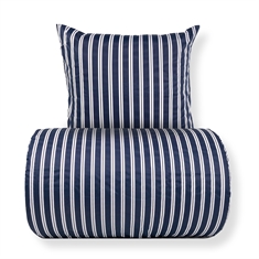 Sengetøy - bomullssatin - blått stripet print