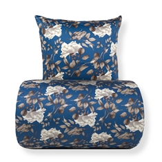 Sengetøy - bomullssatin - Blossom blue - blomsterprint