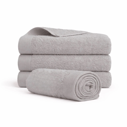 Bomullshåndkle - 100% bomull - 50x100 cm - Valmue - Lysegrå