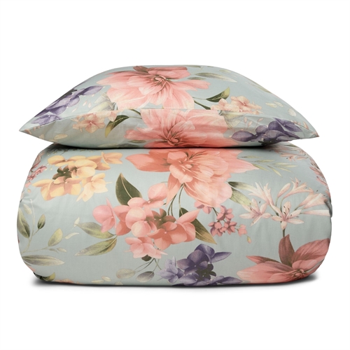Kingsize blomstrete sengetøy 240x220 cm - 100% myk bomullssateng - Summer Bloom - By Night sengesett