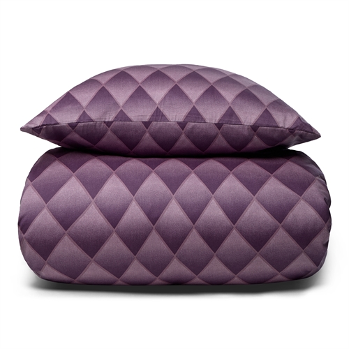 Sengetøy i 100% myk og luksuriøs bomullssateng - Harlekinmønster i en vakker lilla farge - 140x200 cm - Sengesett fra By Night