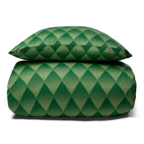 Sengetøy i 100% myk og luksuriøs bomullssateng - 240x220 cm - Harlekinmønster i en vakker grønn farge - Sengesett fra By Night
