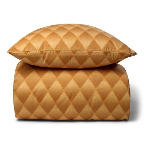 Sengetøy i 100% myk og luksuriøs bomullssateng - Harlekinmønster i en vakker oransje farge - 140x200 cm - Sengesett fra By Night