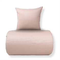 Sengetøy - 100% bomullssatin - Rosa jacquardvevd - Ensfarget 