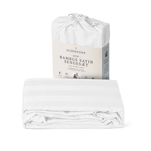Bambus sengetøy - 140x200 cm - 100% naturlig bambus - OlsenHome - Hvitt satengvevd dyne