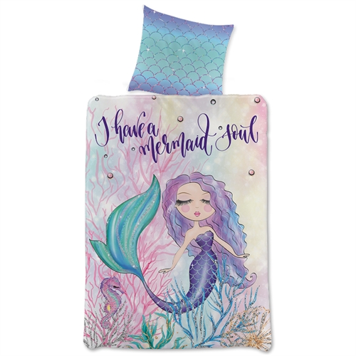 Havfrue sengetøy 140x200 cm - Mermaid soul - Sengetøysett med 2 i 1 design - Barne sengetøy i 100% bomull