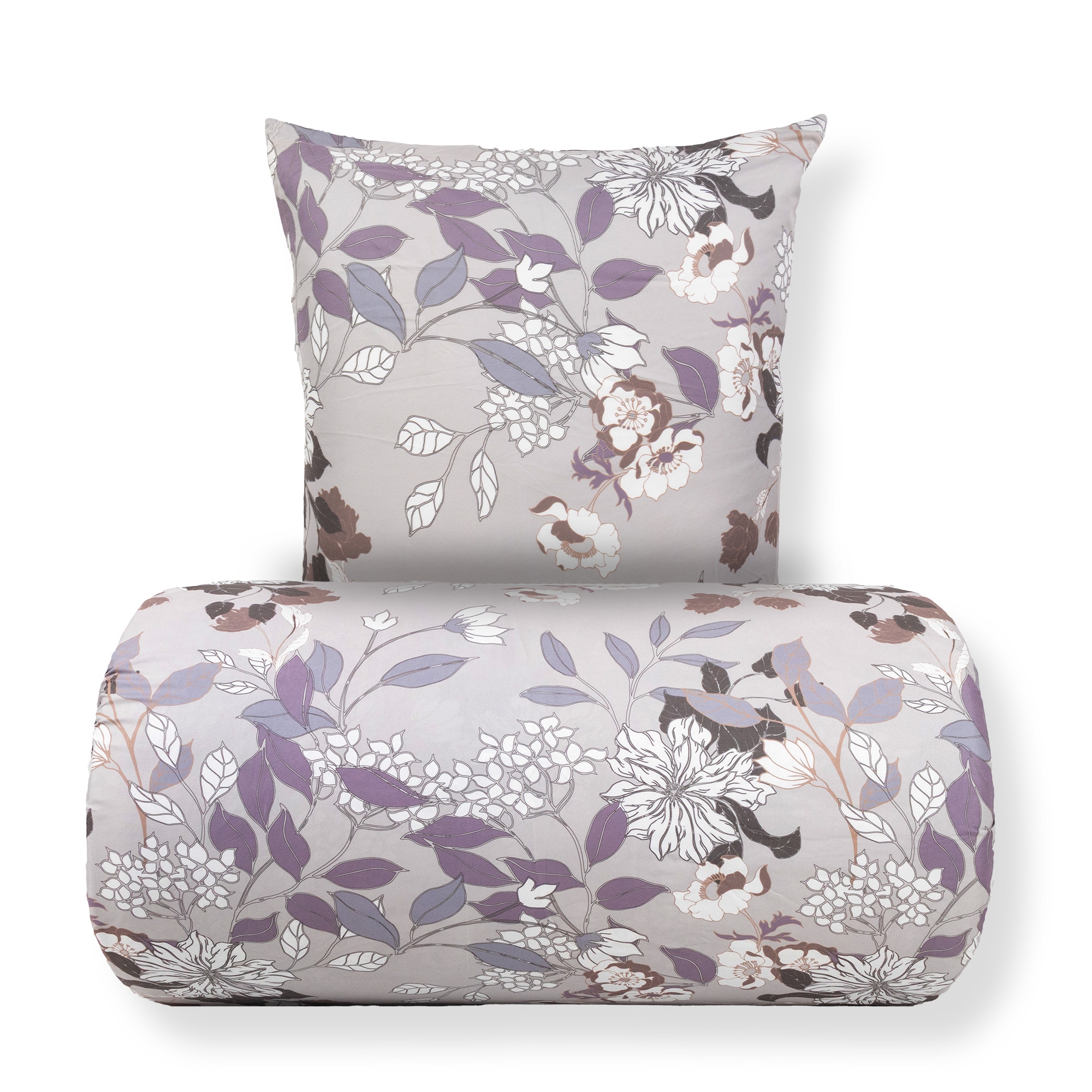 Dobbelt sengetøy 200x200 cm - Microfiber - Brunt blomsterprint