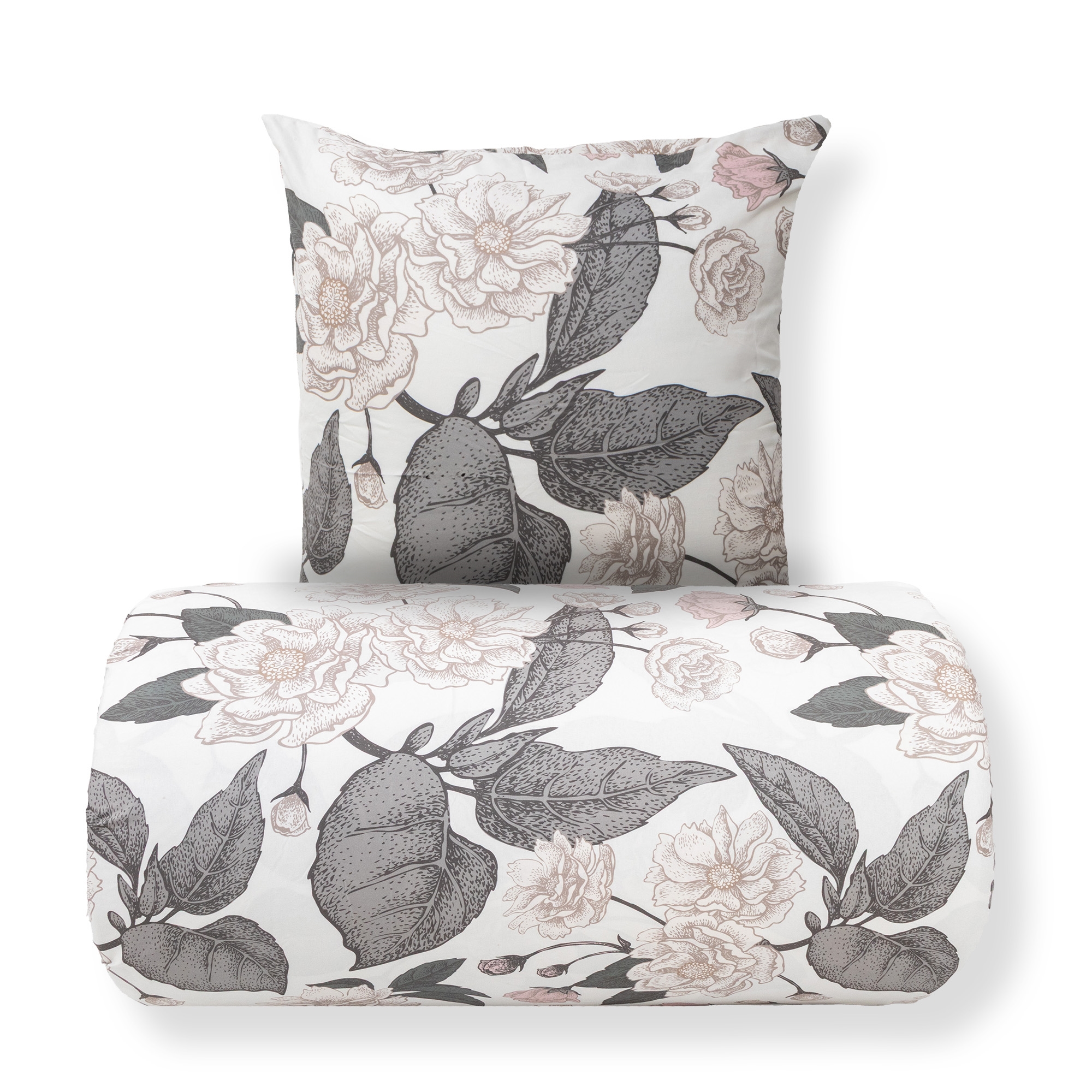 Sengetøy 140x220 cm - Microfiber - Beige blomstret print