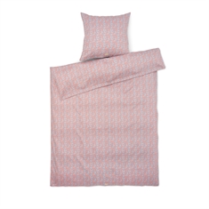 JUNA sengetøy - 100% økologisk bomullssatin - Pleasantly blå med rosa blomster