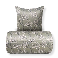 Sengetøy - Satin - Grønt vendbart blomstret design