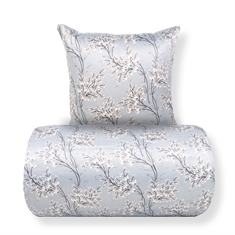 Sengetøy - Satin - Lyseblått vendbart blomstret design