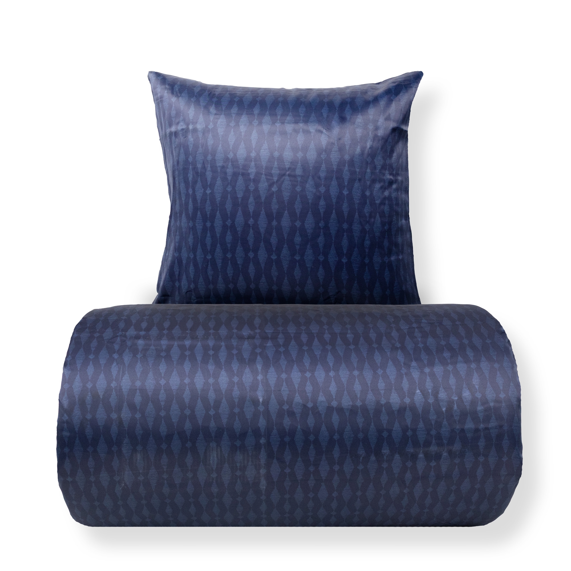 Sengetøy 140x200 cm - Satin - Mørkeblått mønsterdesign