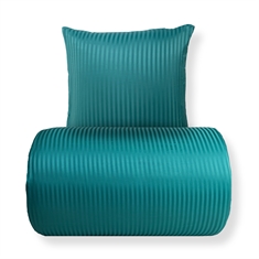 Sengetøy - mikrofiber - ensfarget med petrolfargede striper
