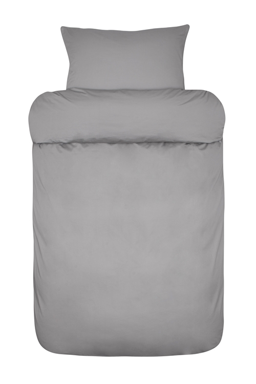 Satin sengetøy 140x220 cm - Siena grå - Ensfarget sengetøy - 100% egyptisk bomullssatin - Sengesett fra Høie