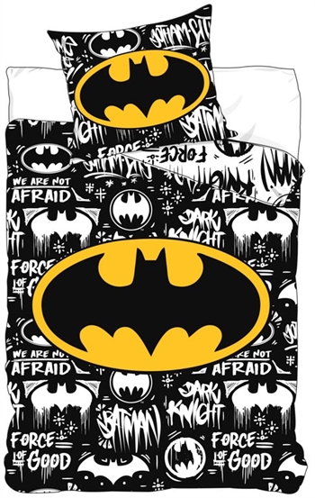 Batman Sengetøj - 140x200 cm - Batman logo - 2 i 1 design - 100% bomuld