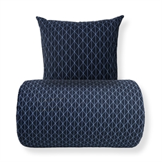 Sengetøy - 100% Bomull - Vendbart med blått harlequin-design
