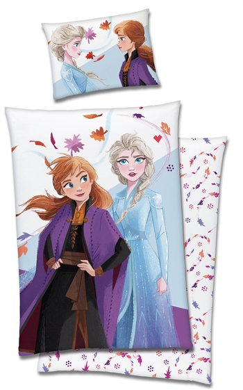 Frozen sengetøy - 140x200 cm - Anna og Elsa - 2 i 1 design - 100% bomull
