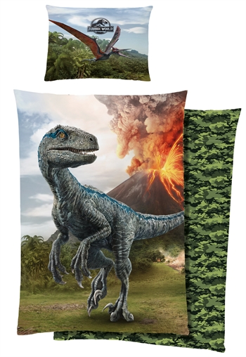 Dinosaurer sengetøy - Jurassic World Blue - 140x200 cm - 100% bomull