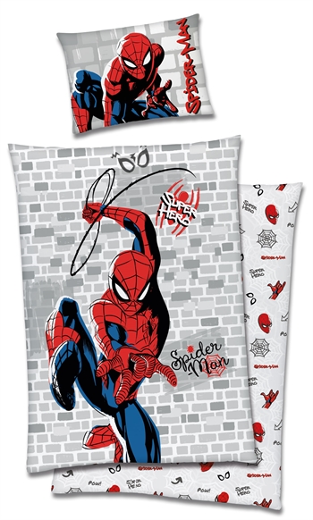 Spiderman sengetøy - 140x200 cm - Super Hero - 2 i 1 design - 100% bomull