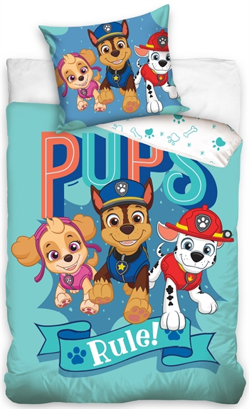 Paw Patrol Sengetøj - Pups Rule! - 150x210 cm - 2 i 1 sengetøj - 100% bomuld