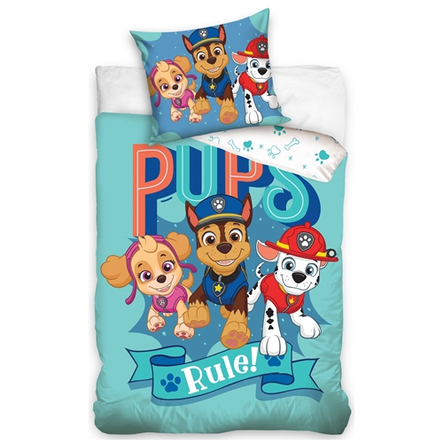 Paw Patrol sengetøy - 150x210 cm - Pups Rule! - Dynetrekk med 2 i 1 design - 100 % bomullssengetøy
