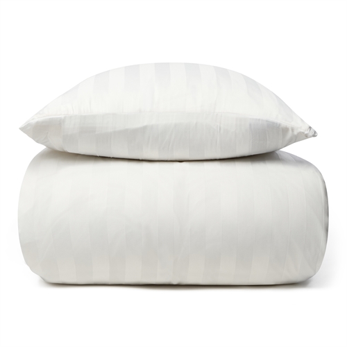 Bambus sengetøy - 140x220 cm - 100% naturlig bambus - Hvitt, jacquardvevd sengesett med striper