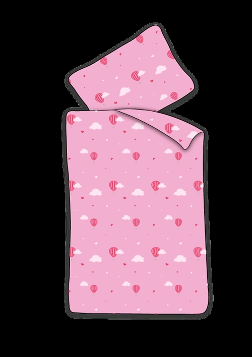 Baby sengetøy 70x100 cm - Lyserødt sengesett med luftballonger - 100% mykt bomulls sengetøy