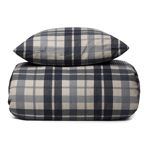 Kreppsengetøy 140x200 cm - Rutete sengetøysett - 100% bomull - Krepp sengetøy - By Night 