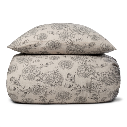 Kreppsengetøy kingsize 240x220 cm - Blomstret sengetøy - 100% bomull - Krepp sengetøy - By Night 