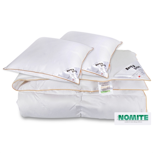Dobbeltdynesett 240x220 cm med gåsedun - 1 Kingsize helårsdyne & 2 puter - Borg Living dyne- og putesett