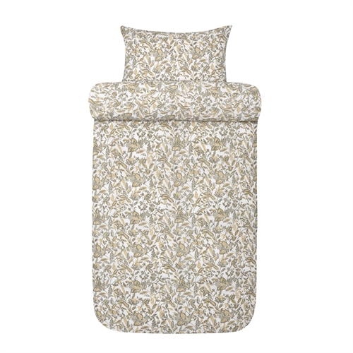 Vevd kreppsengetøy 140x200 cm - Grønt sengesett med blader - 100% myk bomull - Kreppsengetøy - Barbro Høie Of Scandinavia