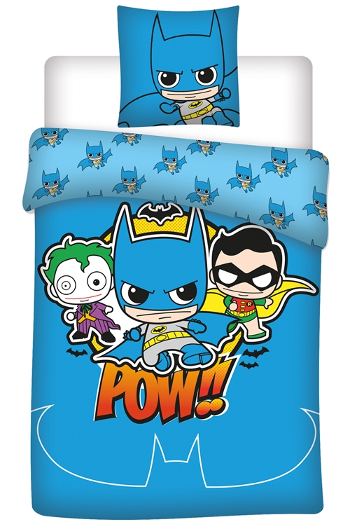 Junior sengetøy 100x140 cm - Batman DC sengesett junior - Vendbart design - 100% bomull