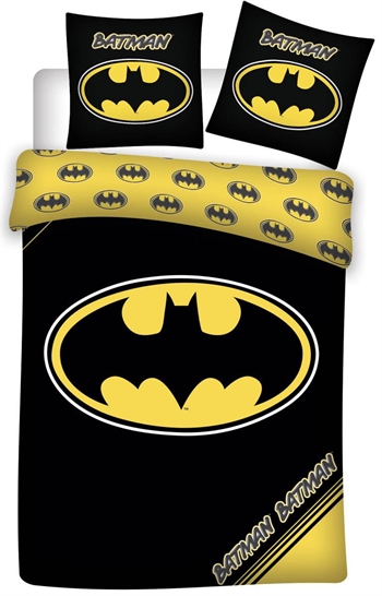 Batman sengetøy - 140x200 cm - Sengesett med stor logo - 2 i 1 design - 100% bomull