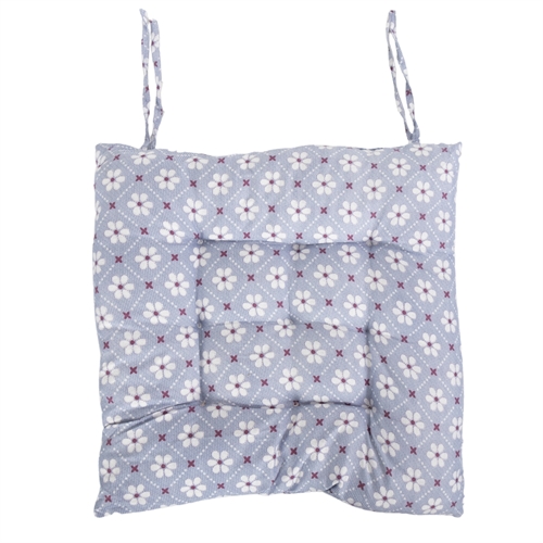 Stolpute - 35x35x6 cm - Blå hagepute med blomster