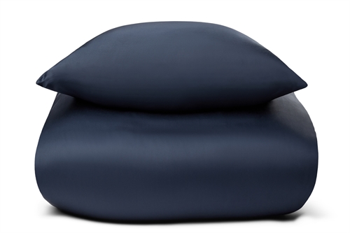 Bambus dobbelt sengetøy - 200x200 cm - 100% naturlig bambus - Nature By Borg - Mørkeblått satengvevd dobbelt dynetrekk