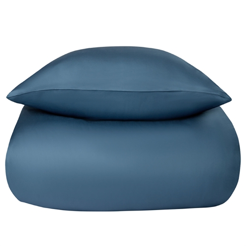 Sengetøy av bambus - 140x200 cm - 100 % naturlig bambus - Nature By Borg - Blå satengvevd dynetrekk