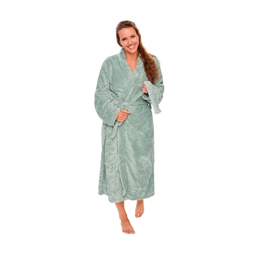 Morgenkåpe - Str. S/M - Mintfarget - Myk korallfleece badekåpe - Borg Living