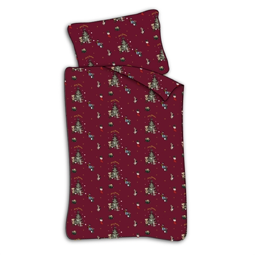 Junior julesengetøy 100x140 cm - Jule sengesett med julemus som pynter opp - 100% mykt bomulls sengetøy