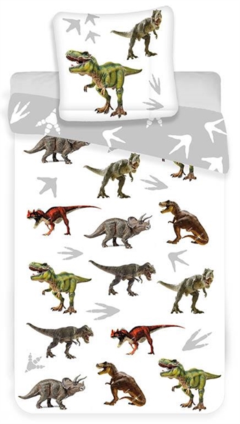 Dinosaur sengetøy - 100x140 cm - 2 i 1 design - 100% bomull