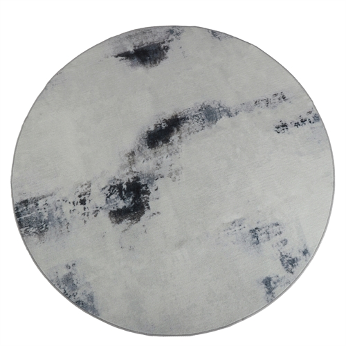 Rundt teppe - Gulvteppe Ø 160 cm - Løst teppe med sklisikker bakside - Grått teppe med abstrakt design - Mykt gulvteppe fra Nordstrand Home Dorte