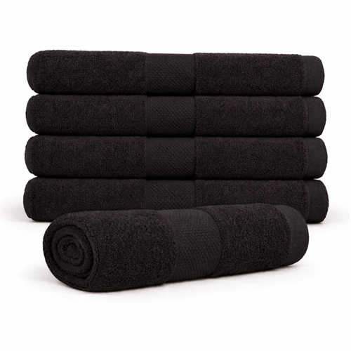 Bomullshåndkle - 100 % bomull - Badehåndkle 70x140 cm - Diamant - Sort