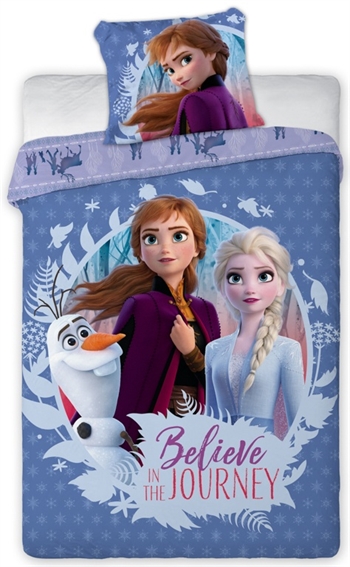 Frozen Junior sengetøy - 100x140 cm - Frozen 2 Anna og Elsa junior sengetøysett - 2 i 1 design - 100% bomull